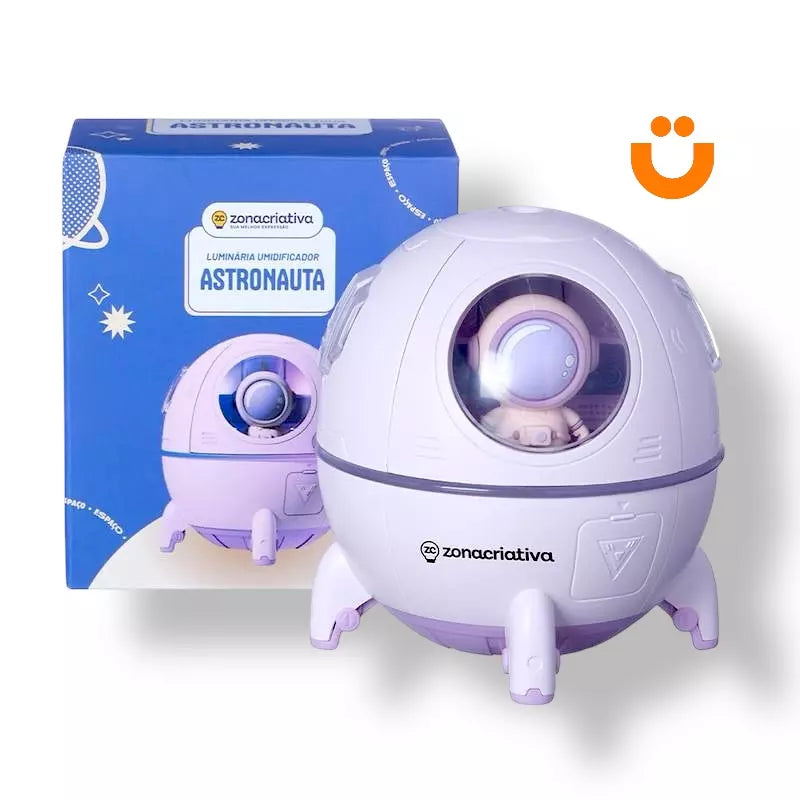 Luminária e Umidificador Astronauta Rosa Tioeasy™ — LED Colorido com Reservatório 200ml