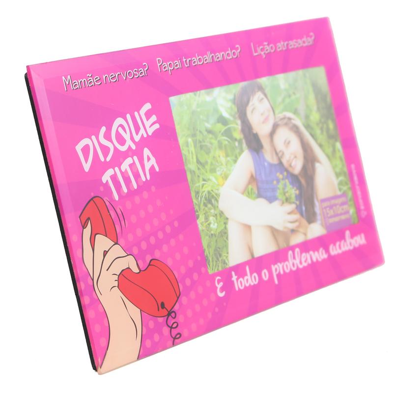 Porta-Retrato de Vidro Tioeasy Disque Titia 10x15cm — Decoração Criativa e Afetiva