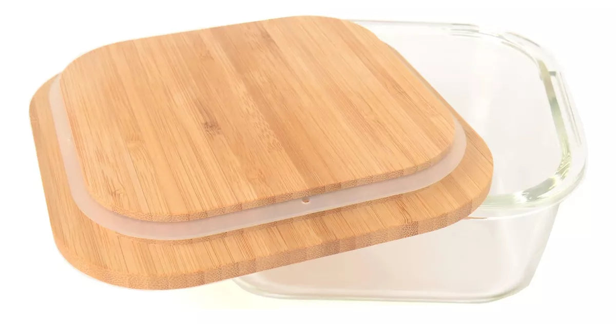 Potes Herméticos de Vidro Tioeasy™ - Tampa de Bambu - Kit 3 Potes - Tio Juanico