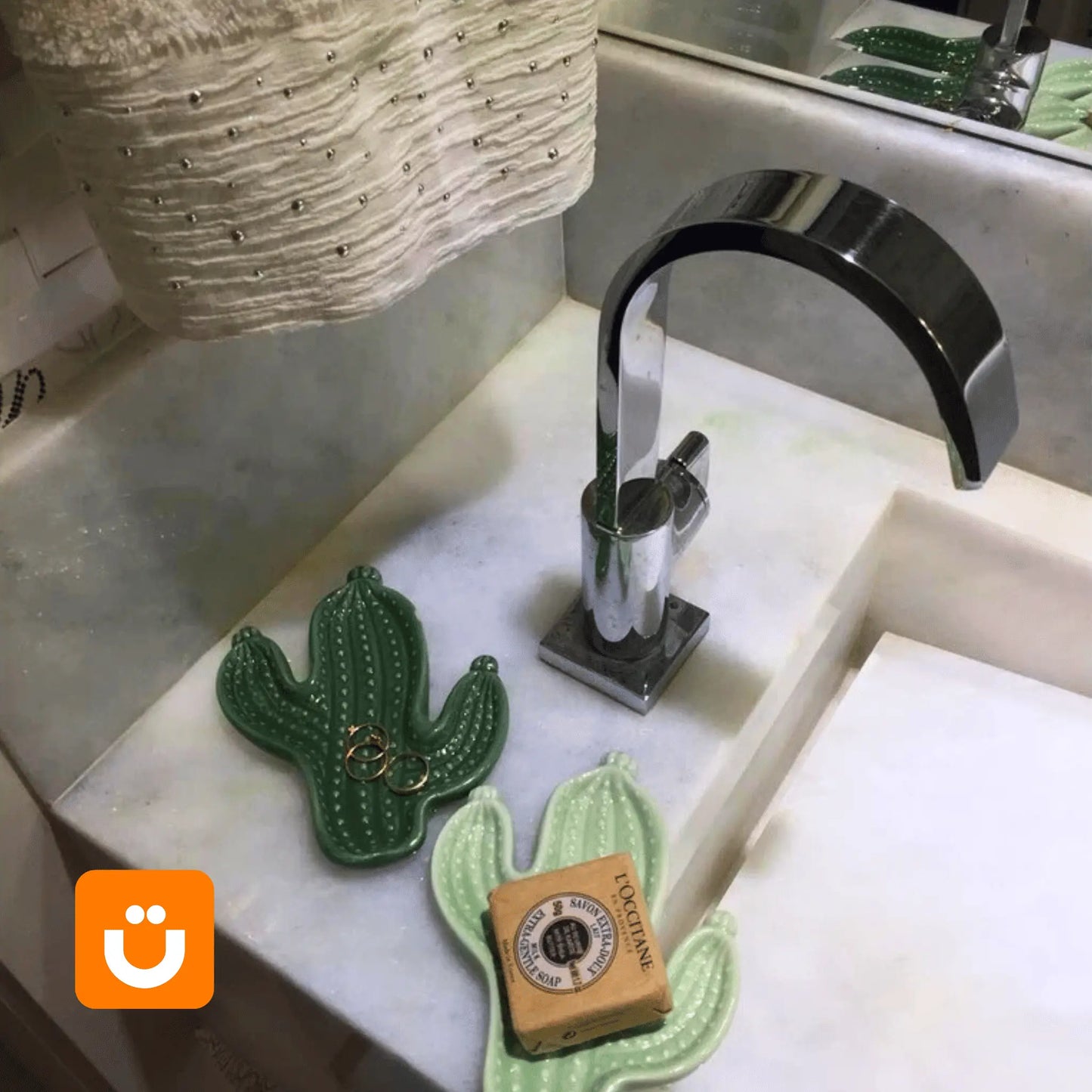 Prato Decorativo de Cerâmica Tioeasy™ 14cm — Detalhe de Suculenta em Relevo 3D