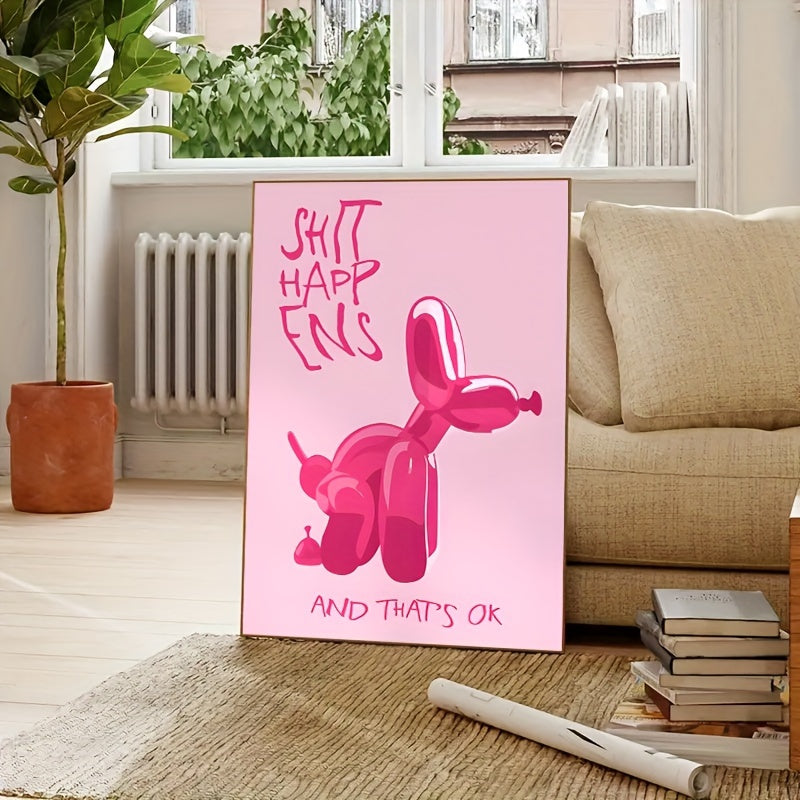 Quadro Decorativo Canvas Tioeasy™ — Cachorrinho de Balão para Quarto, Banheiro ou Sala