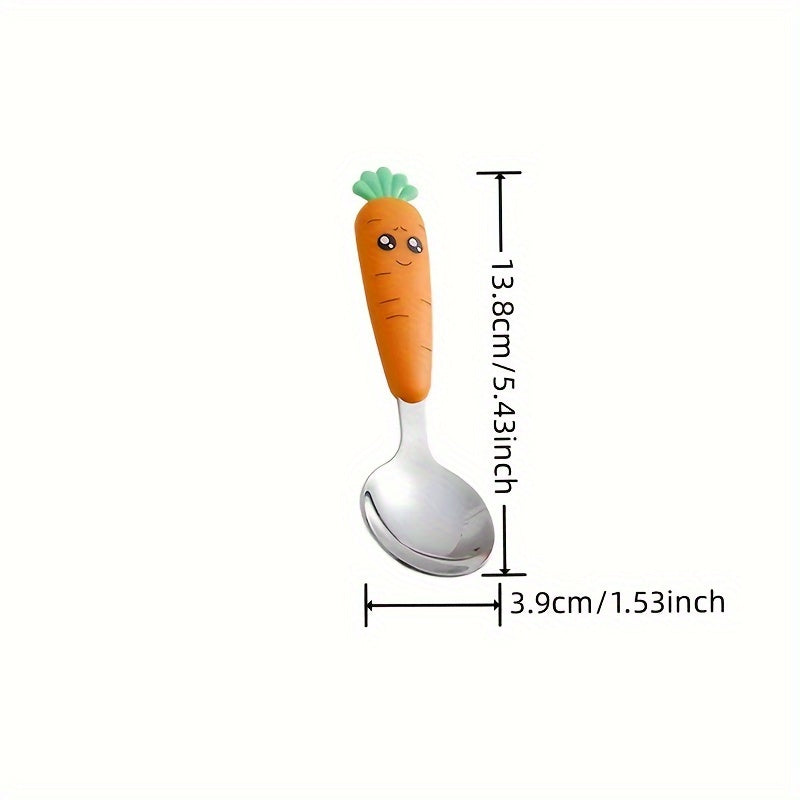 Kit Talheres Cenourinha Tioeasy™ — Colher e Garfo Inox com Cabo Divertido