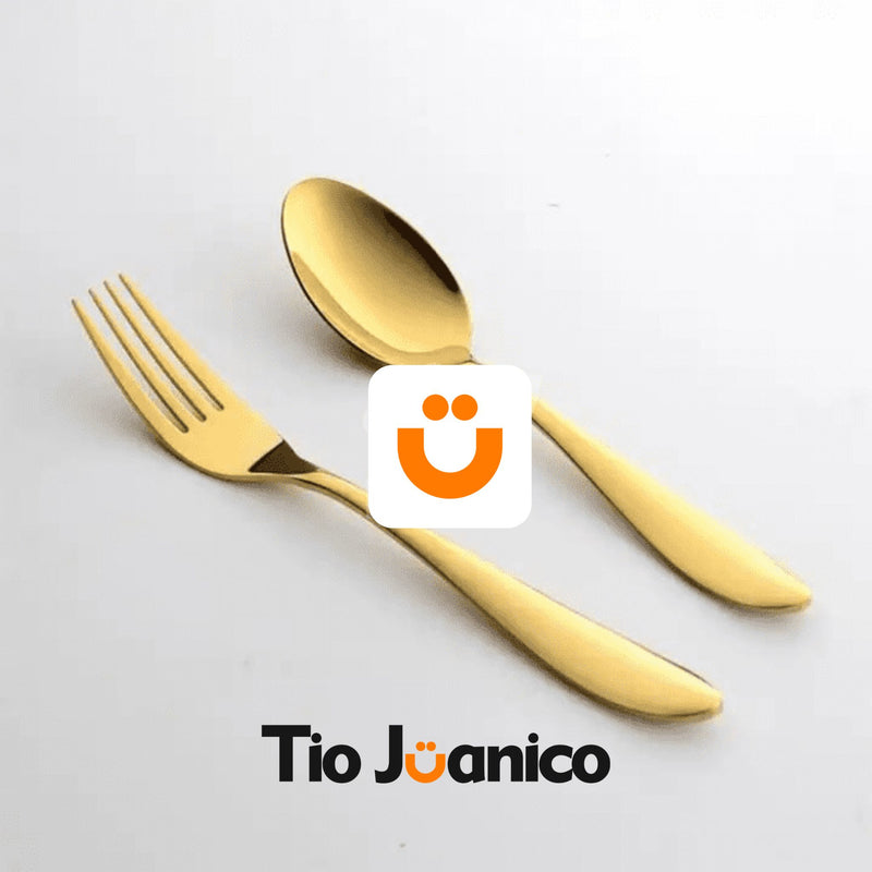 Talheres Dourados Tioeasy™ - 18 Peças de Sofisticação - Tio Juanico