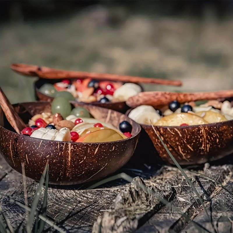 Tigelas de Coco Natural com Colheres de Madeira Tioeasy™ tio juanico
