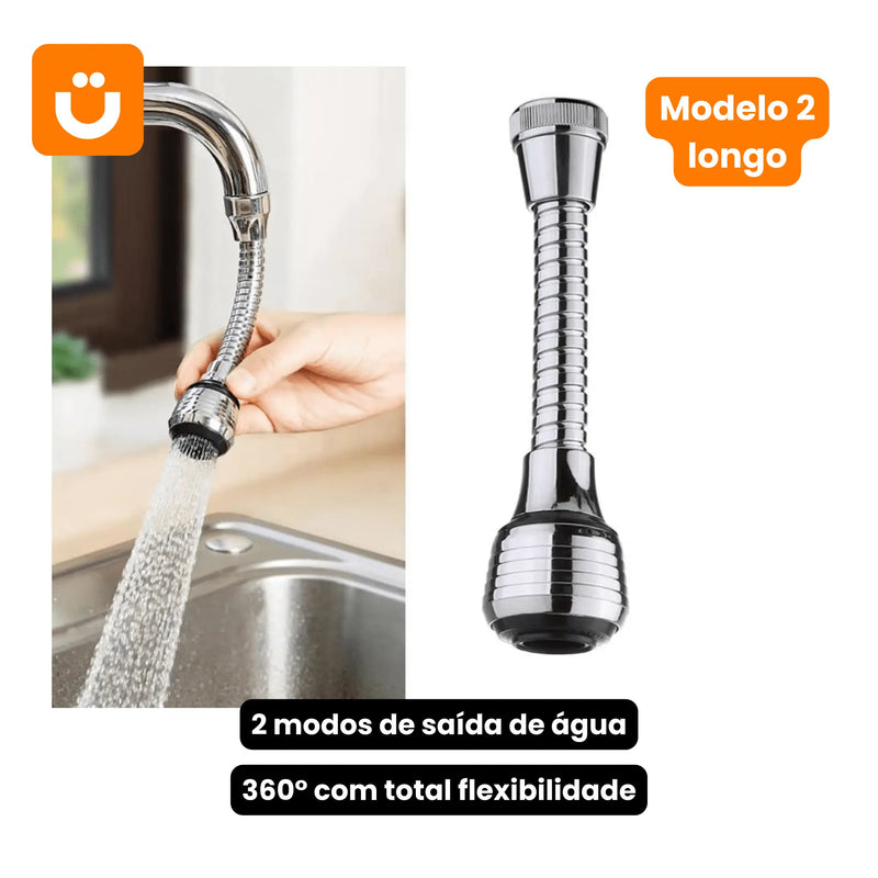 Torneira Extensora Rotativa 360º Tioeasy™ em Inox com 2 Modos de Pressão
