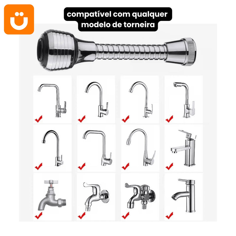 Torneira Extensora Rotativa 360º Tioeasy™ em Inox com 2 Modos de Pressão