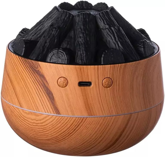 Umidificador de Ar Portátil Mini Lareirinha Tioeasy™ — 300ml com Simulação de Chama e Luz Decorativa