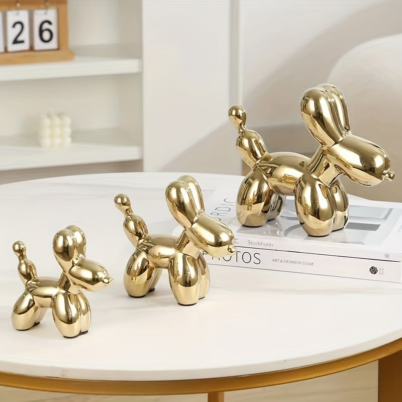 Light Luxury Creative Ceramic Electroplating Balloon Dog Nordic Light Luxury Wine Cabinet TV Cabinet Living Room Office Premium Soft Decorations Home Decoration Premium Sense