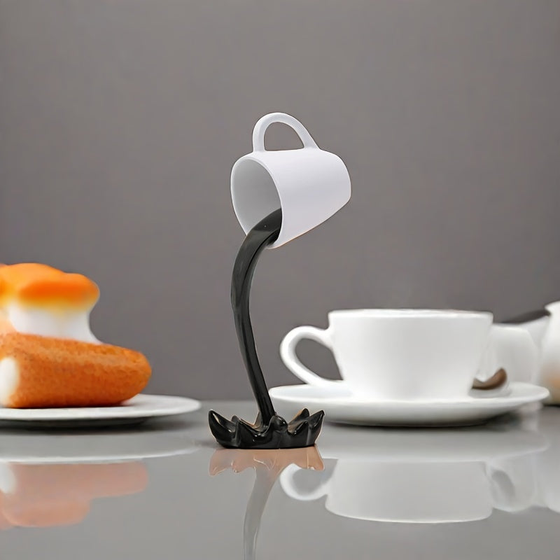1pc, Creative Inverted Floating Resin Coffee Cup Decoration - Water Overflow Effect, Suitable for Room And Office Decoration Embellishment, Unique Creative Gift, Very Suitable for Halloween And Other Festivals to Enhance The