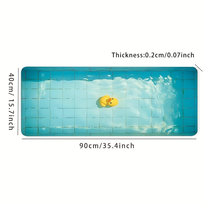 1pc Extra Large Rubber Mouse Pad, Kawaii Duck Swimming Design, Rectangular Anti-Slip Desk Mat, Washable Gaming Keyboard Accessory for School Office, Multi-Size Desk Accessories