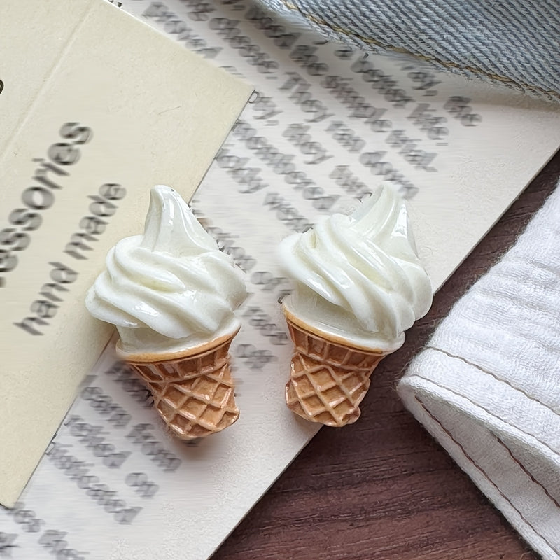 4pcs Adorable Ice Cream Refrigerator Magnets - Resin Kitchen Decor for Whiteboards, Offices, Weddings, Birthdays & Holidays, Oval Shape, Plastic Material, Perfect for Organizing Notes & Adding Fun to Any Space, Event Decorati