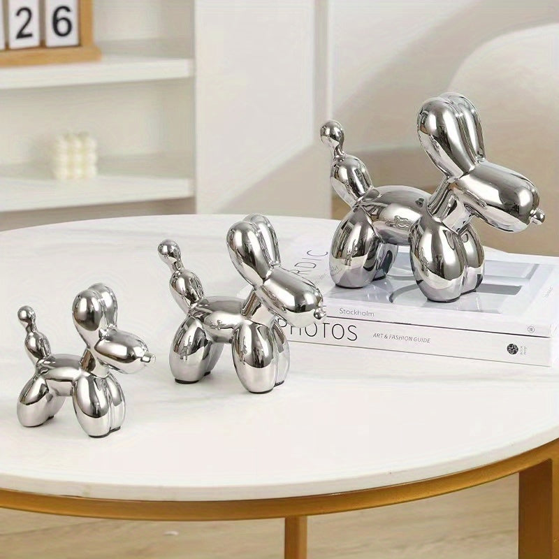 Light Luxury Creative Ceramic Electroplating Balloon Dog Nordic Light Luxury Wine Cabinet TV Cabinet Living Room Office Premium Soft Decorations Home Decoration Premium Sense