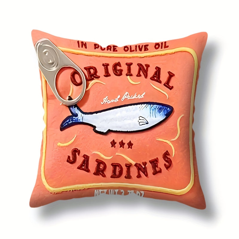 1pc, Sardine Can Pillow Cover Soft & Comfortable Fun Decorative Living Room Bedroom Sofa Cushion Cover Multi-scene Applicable Without Pillow Core, 2 Sizes for Choice 44.98cm/49.99 cm