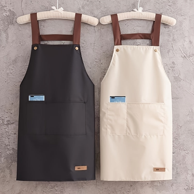 1pc Unisex Adjustable Thin Polyester Blend Apron - Solid Color Simple Design, 5 Colors, All-Season Kitchen & Dining Use for Cooking, Baking, Serving