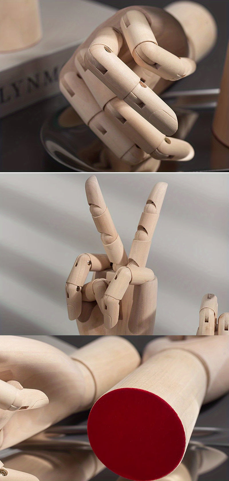 1pc Nordic Creative Wood Character Hand Model, Doll Costume Store Shop Living Room TV Cabinet Decoration Ornaments, Nordic Creative Wooden Hand Movable Joint Wood Ornaments, Puppet Props Office Decoration Hand Model Wooden Fi