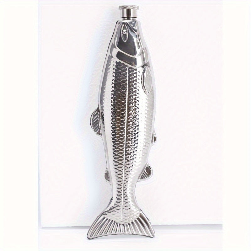Portable Stainless Steel Trout-Shaped Flask - Polished Finish, Oval Design for Outdoor Use - Perfect for Halloween, Christmas, Father's Day Gifts, 304 Stainless Steel, Wine Bottle, Small Flask