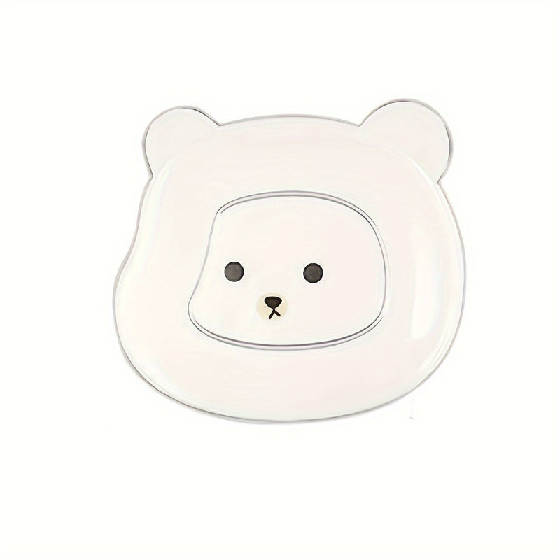 2pcs Cute Bear Cartoon PET Plates - Perfect for Breakfast, Fruits, Snacks & Bones - Durable Kitchen & Dining Accessories