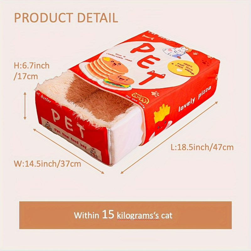 Rectangular Fully Enclosed Cat Bed, Snack Box Pet Bed, Universal Pet Bed for All Seasons, Winter Cat Bed, The Best Gift for Cats, New Year'S Gift, Giving Your Cat a Warm Home