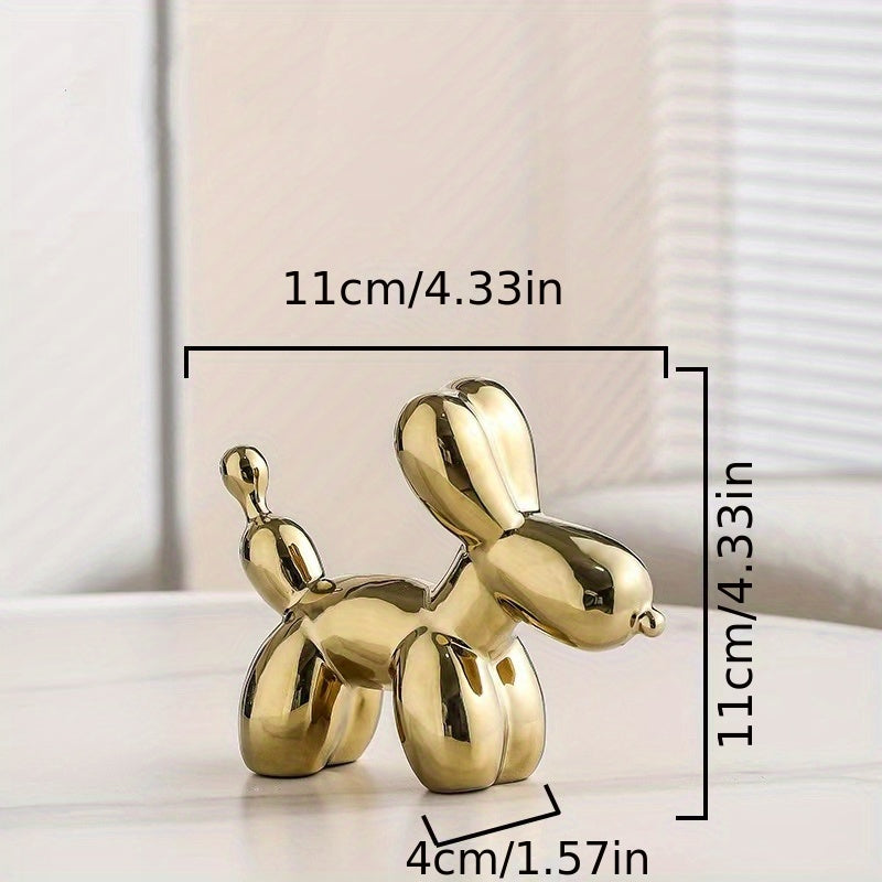 Light Luxury Creative Ceramic Electroplating Balloon Dog Nordic Light Luxury Wine Cabinet TV Cabinet Living Room Office Premium Soft Decorations Home Decoration Premium Sense