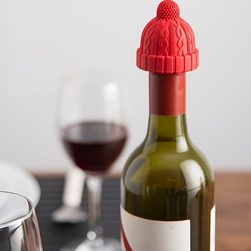 1pc Little Red Riding Hood Silicone Wine Stopper – Cute Cartoon Design, Reusable Bottle Seal for Freshness Preservation, Gray and Red Knitted Hat Style, Perfect for Wine Bottles, Wine Bottle Preservation | Playful Bottle De