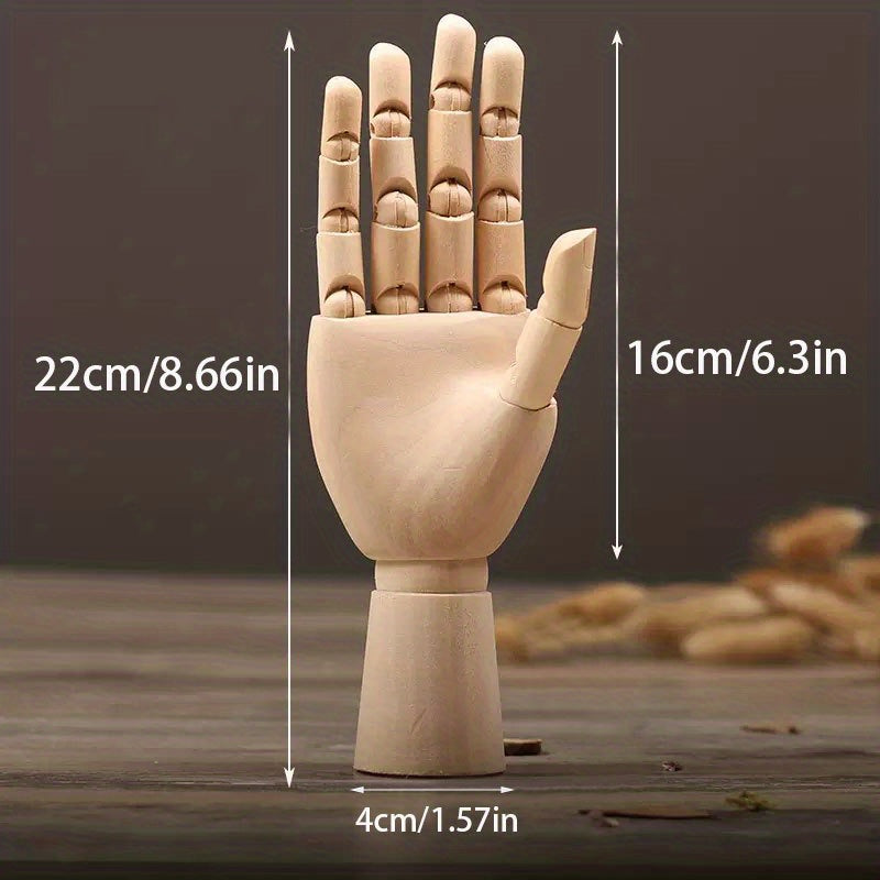 1pc Nordic Creative Wood Character Hand Model, Doll Costume Store Shop Living Room TV Cabinet Decoration Ornaments, Nordic Creative Wooden Hand Movable Joint Wood Ornaments, Puppet Props Office Decoration Hand Model Wooden Fi