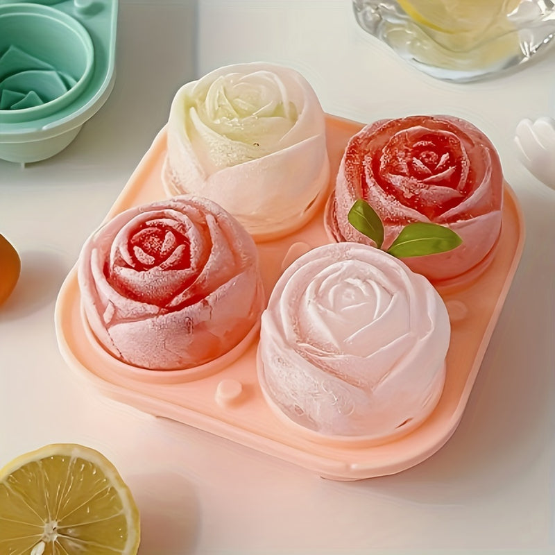 1pc Silicone Rose Flower Ice Cube Tray, Food-Grade Creative Ice Mold for Chilled Beverages, Uncharged, No Battery Required