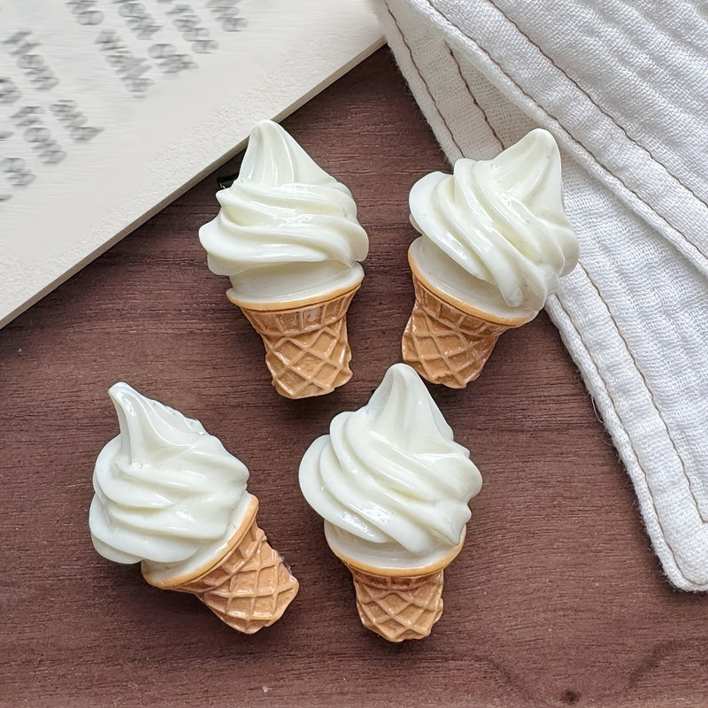 4pcs Adorable Ice Cream Refrigerator Magnets - Resin Kitchen Decor for Whiteboards, Offices, Weddings, Birthdays & Holidays, Oval Shape, Plastic Material, Perfect for Organizing Notes & Adding Fun to Any Space, Event Decorati