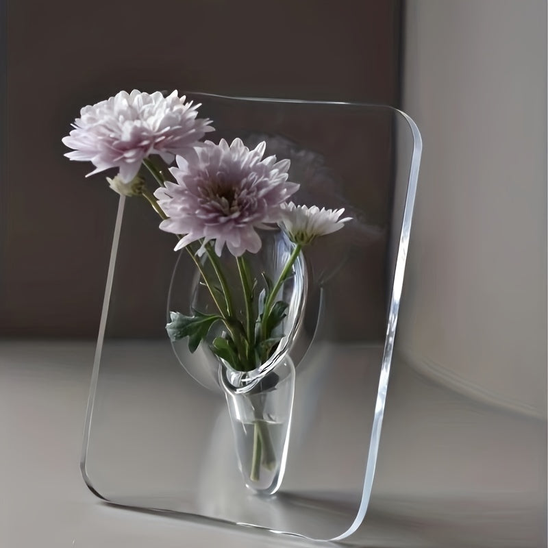 Art Deco Style Acrylic Resin Bud Vase - Geometric Transparent Oblong Flower Vase - Creative Picture Frame Design - Decorative Home Office Desktop Accessory, Small Gift (1 Piece, Flowers Not Included)