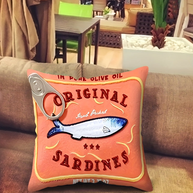 1pc, Sardine Can Pillow Cover Soft & Comfortable Fun Decorative Living Room Bedroom Sofa Cushion Cover Multi-scene Applicable Without Pillow Core, 2 Sizes for Choice 44.98cm/49.99 cm