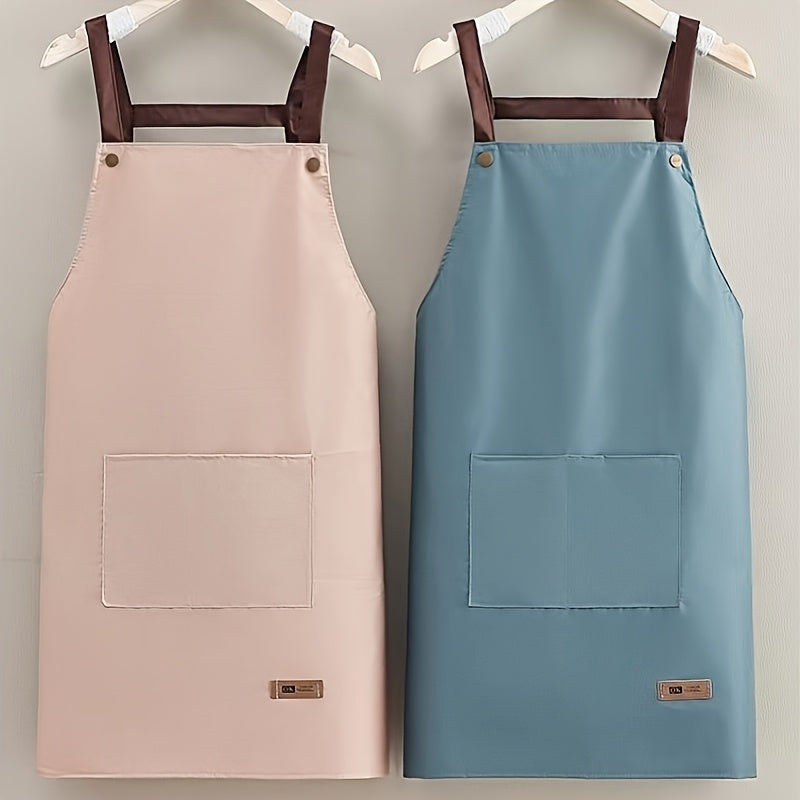 1pc Unisex Adjustable Thin Polyester Blend Apron - Solid Color Simple Design, 5 Colors, All-Season Kitchen & Dining Use for Cooking, Baking, Serving