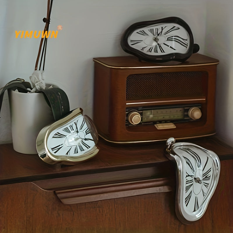 Surreal Melted Twisted Roman Numeral Wall Clocks Surrealism Style Clock Home Accessory Distorted Wall Watch Decor