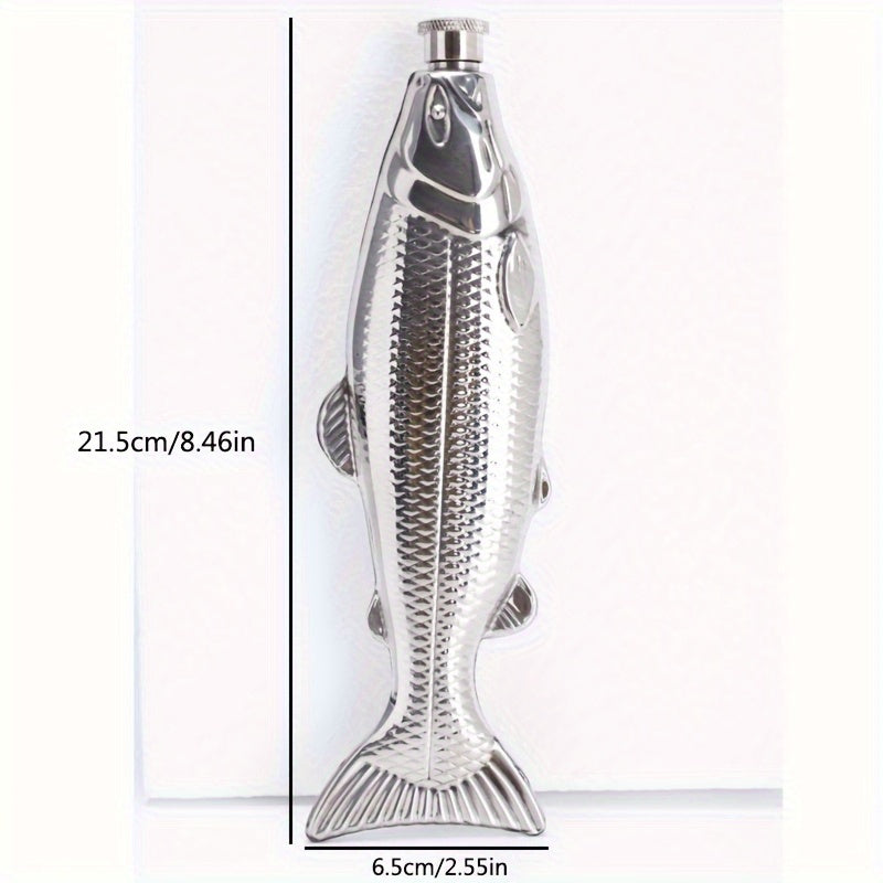 Portable Stainless Steel Trout-Shaped Flask - Polished Finish, Oval Design for Outdoor Use - Perfect for Halloween, Christmas, Father's Day Gifts, 304 Stainless Steel, Wine Bottle, Small Flask