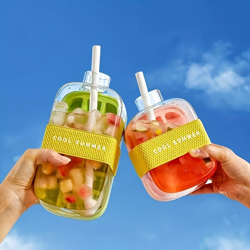 800ml 500ml Silicone Ice Cube Trays with Straws and Bands - Food-Grade, High-Quality, Vibrant Summer Drink Containers for Home and On-the-Go, Vibrant Drinkware | Colorful Drinkware | Silicone Construction, Ice Buckets