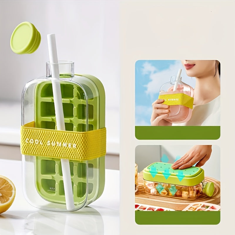 800ml 500ml Silicone Ice Cube Trays with Straws and Bands - Food-Grade, High-Quality, Vibrant Summer Drink Containers for Home and On-the-Go, Vibrant Drinkware | Colorful Drinkware | Silicone Construction, Ice Buckets