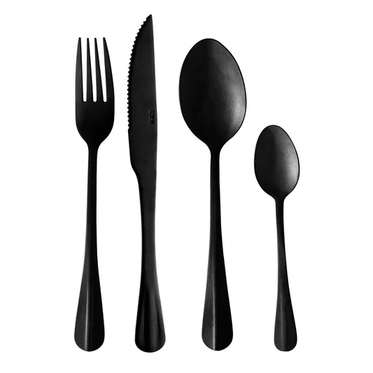 Faqueiro de Aço Inox Preto Tioeasy™ - 24 Peças Luxo