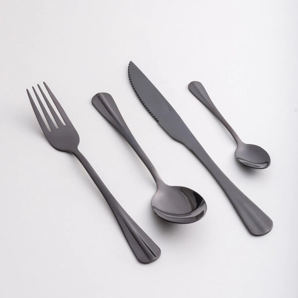 Faqueiro de Aço Inox Preto Tioeasy™ - 24 Peças Luxo